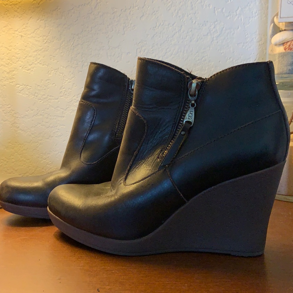 Ugg leather wedge booties